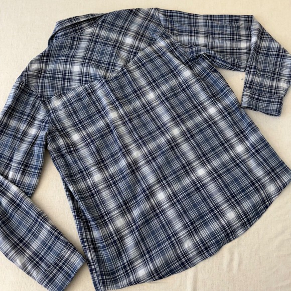 Wrangler Mens Blue Plaid Pearl Snap Western Work Shirt Large - Picture 10 of 11